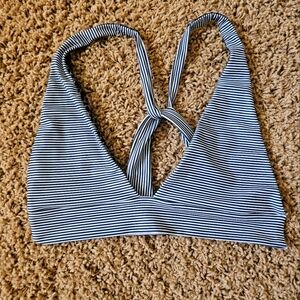 Acacia Swimwear Black and White Striped Bikini Top